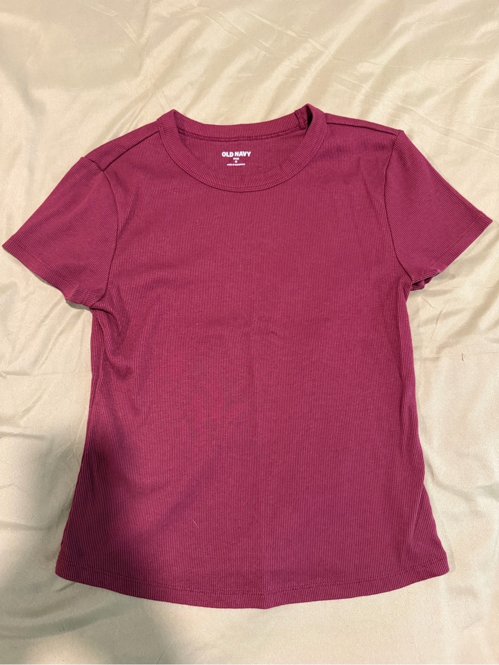 Old Navy Women's Ribbed Short Sleeve Tee - Maroon